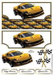 Yellow Sports Car Envelope Card