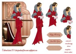Red Elegance Scallop Edge Card