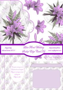 Lilac Floral Wedding Scallop Edge Card Kit