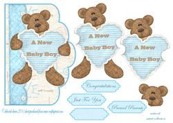 Beary Baby Boy Scallop Edge