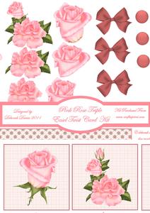 Pink Rose Triple Easel Twist Card Kit