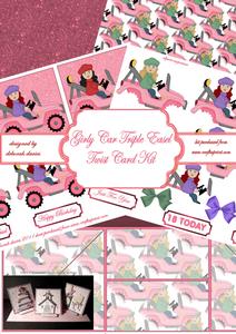 Girly Car Triple Easel Twist Card Kit