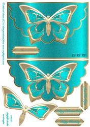 Metalic Aqua Butterfly Envelope