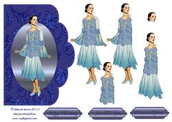 Vintage Blue Lady Scallop Edge