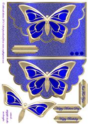 Metalic Blue Butterfly Envelope Card