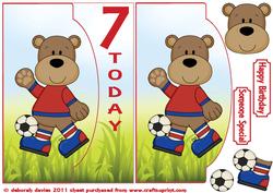 7 Today Footy Bear Envelope Card