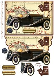 Brown Vintage Car Envelope Cardfront
