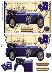 Blue Vintage Car Envelope Cardfront