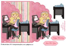 Working Girl Envelope Card