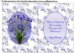Blue Floral Insert with Birthday Verse