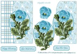 Aqua Pansy Cardfront