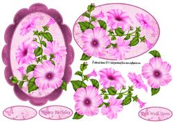 Pink Scallop Oval Florals