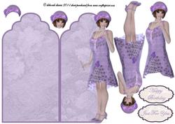 Lilac Deco Lady Shaped Card