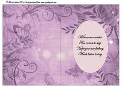 Mauve Floral Butterfly Insert & Get Well Verse