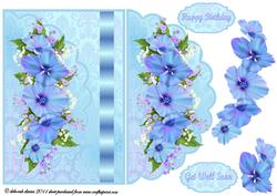 Pretty Blue Floral Envelope Card