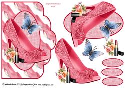 Pink Glitter Floral Shoe