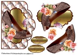 Coffee Glitter Floral Shoe