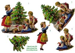 Vintage Christmas Family Scene