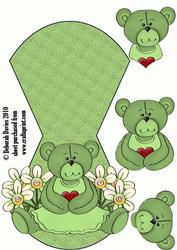 Cute Green Bear Wobble Card