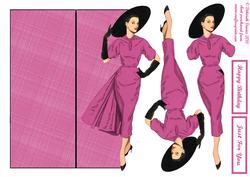 Elegant Lady in Pink Shaped Card