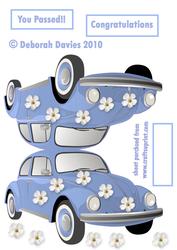 Ice Blue Hippy Herbie Shaped Card