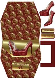 40th Red & Gold Swirl Handbag Card