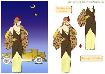 Art Deco Girl with Vintage Car