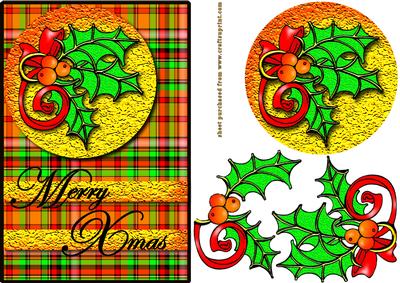 Gold with Tartan and Holly