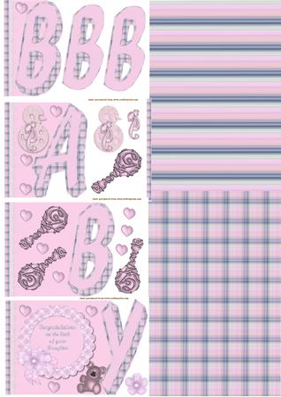 New Baby Word Card Pink