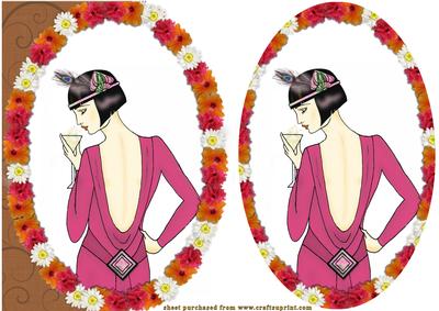 Floral Frame Art Deco in Pink
