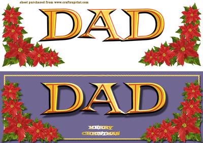 Dad Word Card on Blue Background