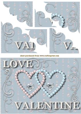 Iceblue Hearts and Pearls