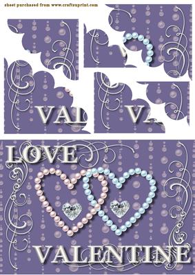 Lilac Blue Hearts and Pearls