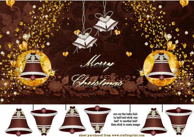 Xmas Bells on Brown Fold Back