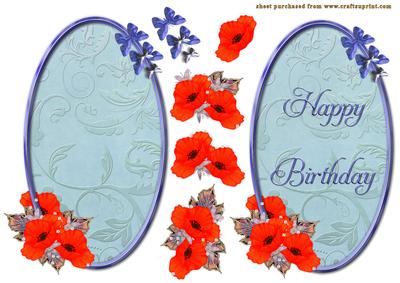 Poppies on Blue