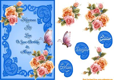 Lace and Roses Blue