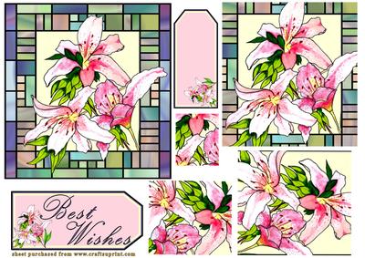 Stained Glass with Pinl Lilies