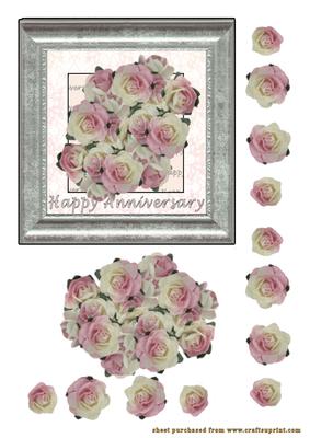 Framed Pink and White Roses