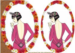 Floral Frame Art Deco in Pink