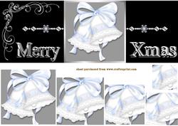 Blue &white Xmas Bells on Black