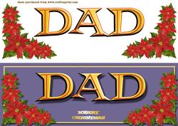 Dad Word Card on Blue Background