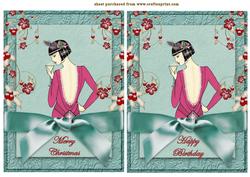 Framed Deco Girl in Pink