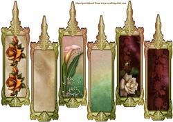 Art Deco Framed Floral Bookmarks