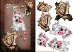 Puppy with Roses