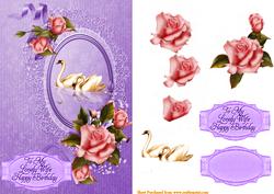 Swans and Pink Roses