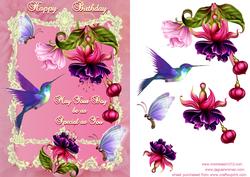 Blue Bird and Butterflies
