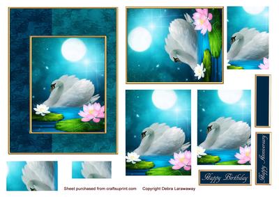 Moonlit Swan and Lily Pyramid