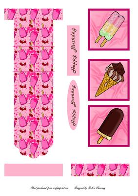 Pink Ice Cream Waterfall Card