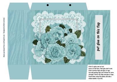 Teal Roses and Lace Gift Bag
