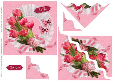 Pink Tulips and Lace Scallop Corner